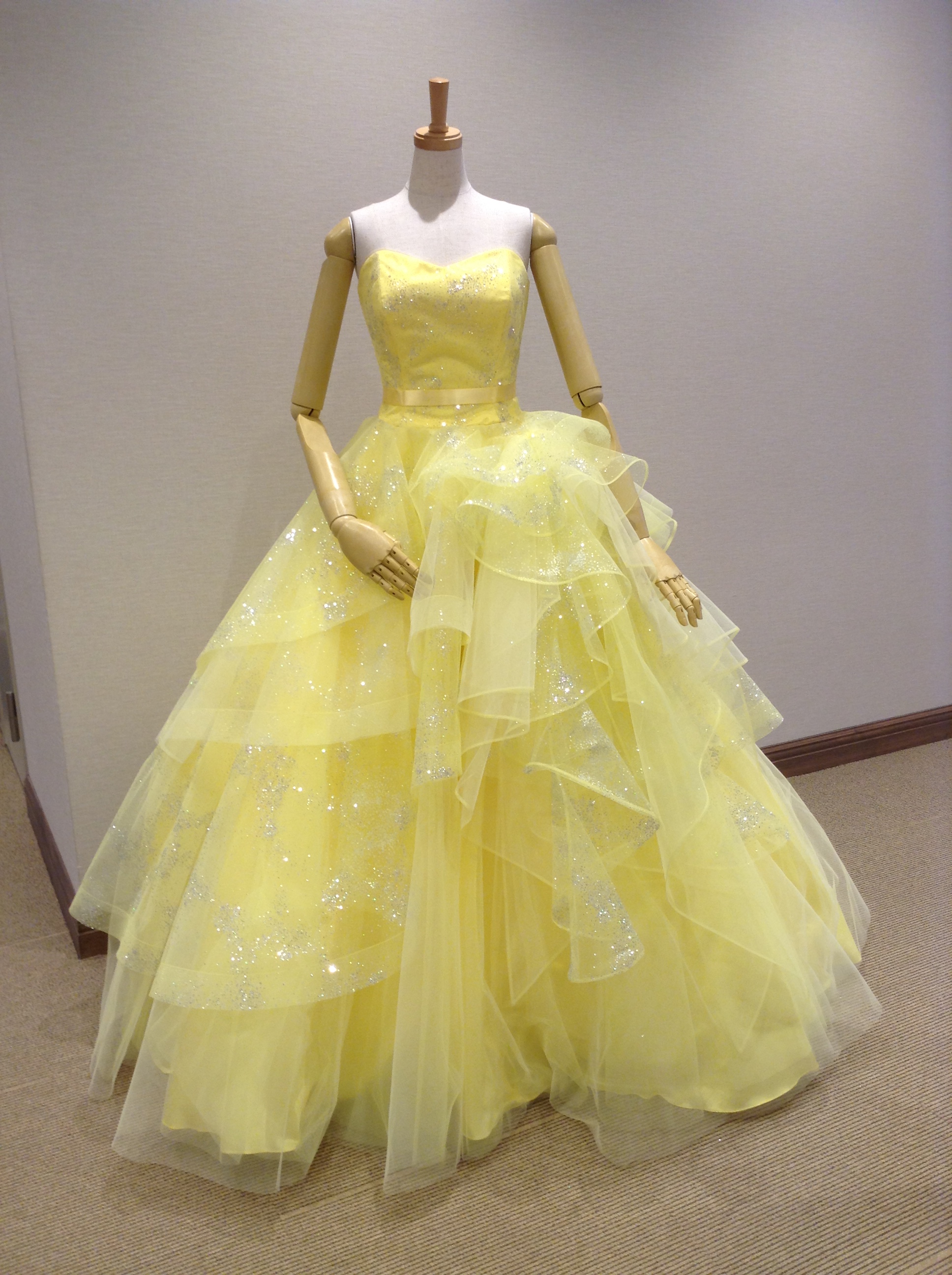 約1m27cm裄丈きものドレス　ギャザー　タイル黄色